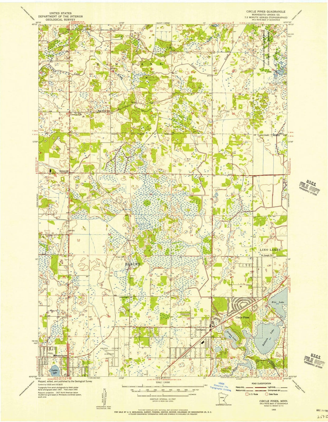 1955 Circle Pines, MN - Minnesota - USGS Topographic Map