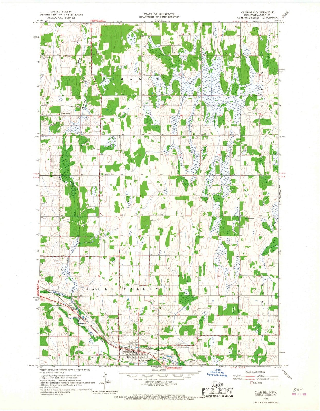 1966 Clarissa, MN - Minnesota - USGS Topographic Map