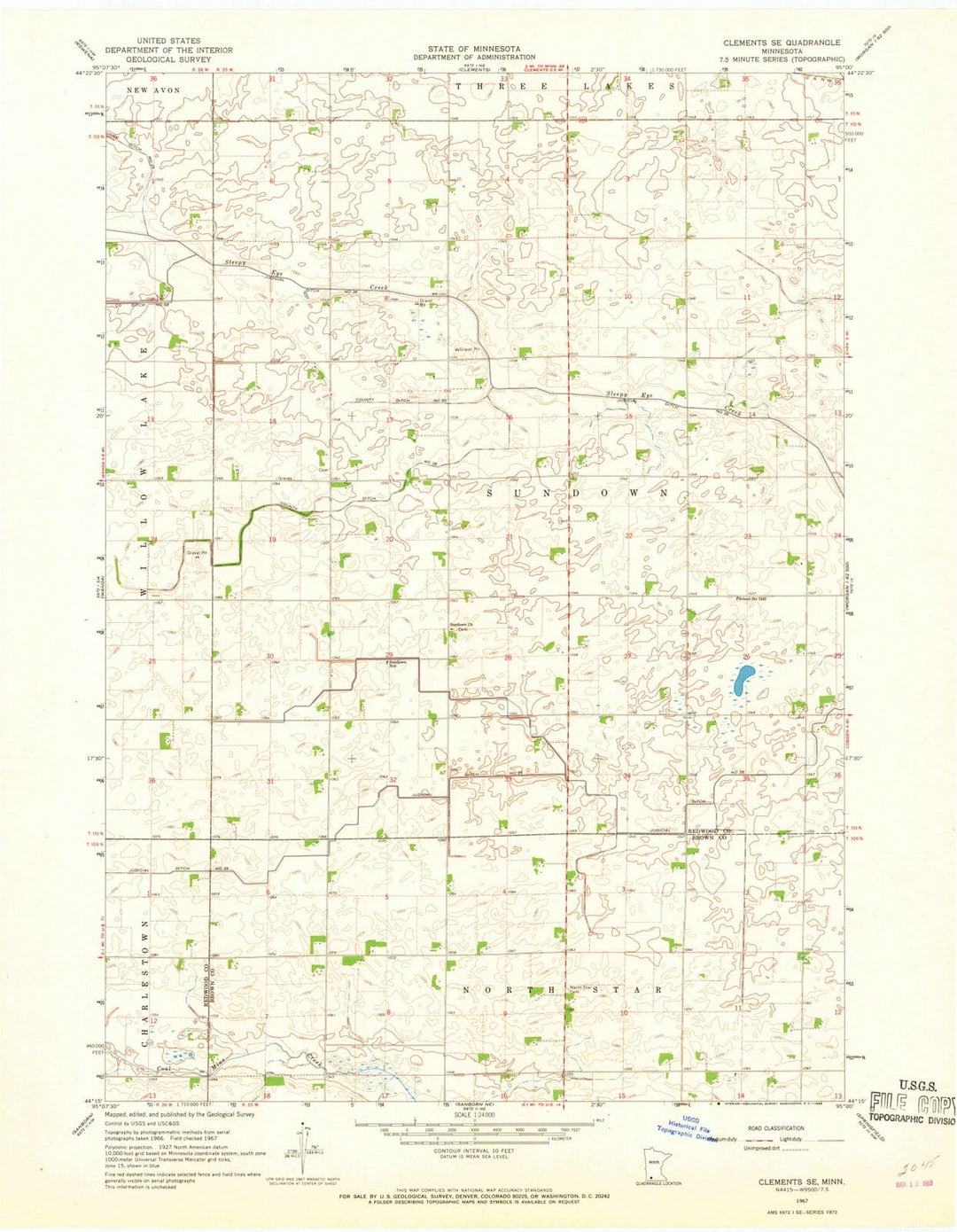 1967 Clements, MN - Minnesota - USGS Topographic Map