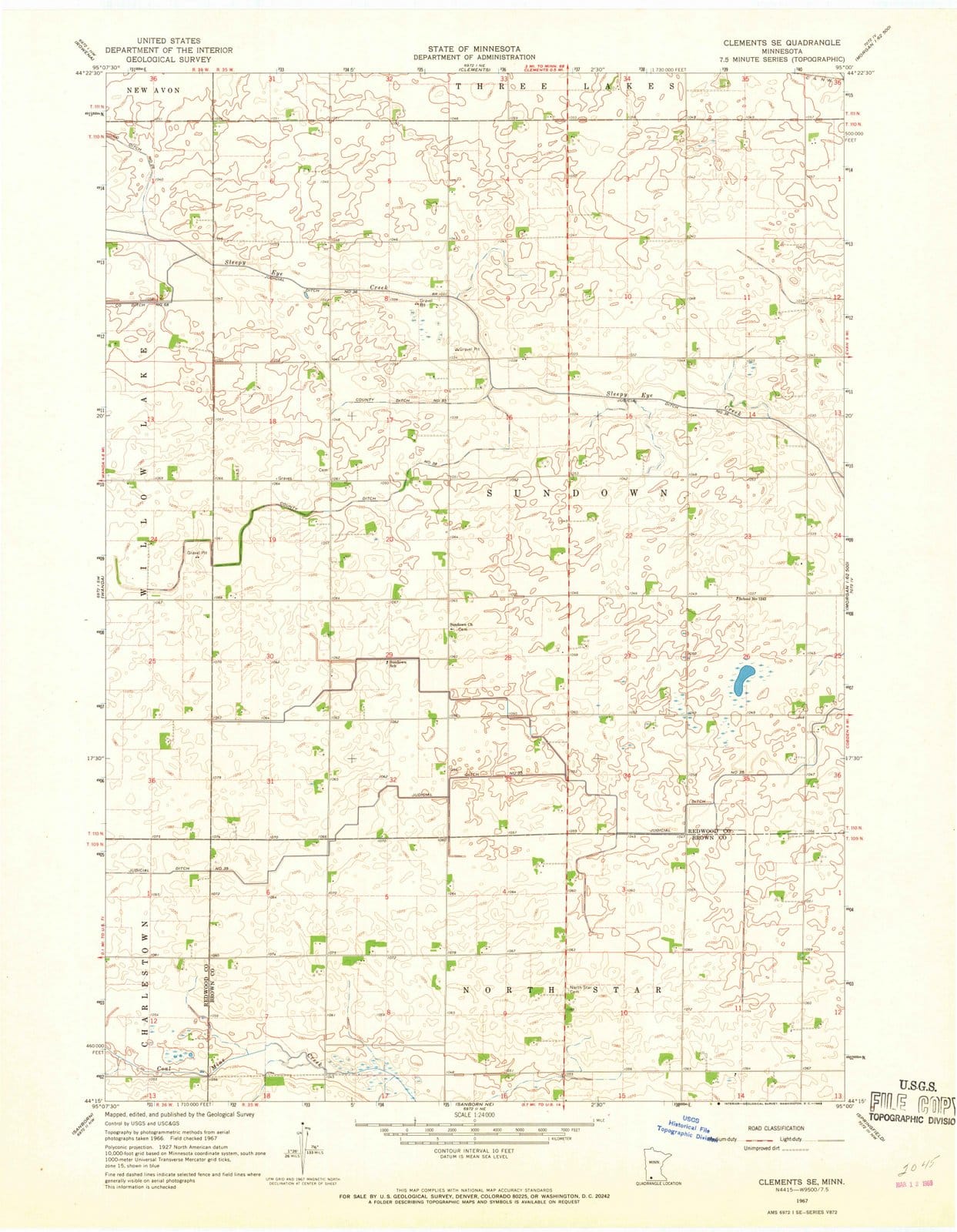 1967 Clements, MN - Minnesota - USGS Topographic Map