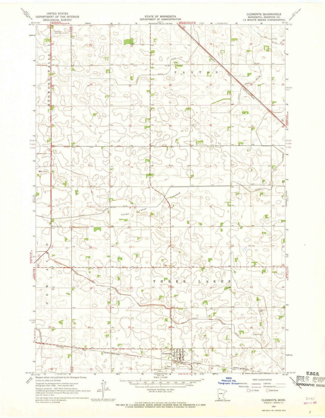 1967 Clements, MN - Minnesota - USGS Topographic Map v2