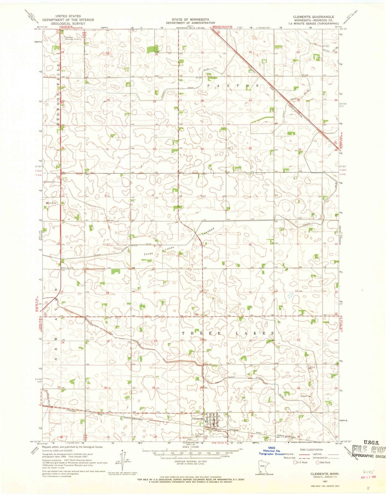 1967 Clements, MN - Minnesota - USGS Topographic Map v2