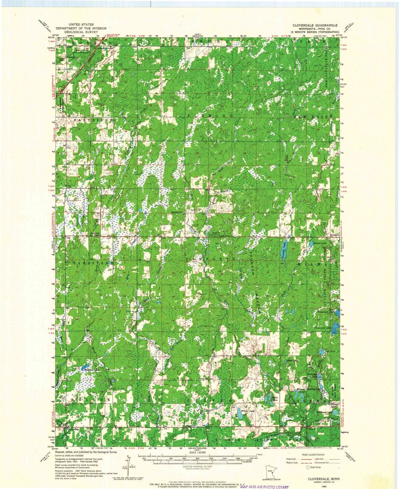 1962 Cloverdale, MN - Minnesota - USGS Topographic Map