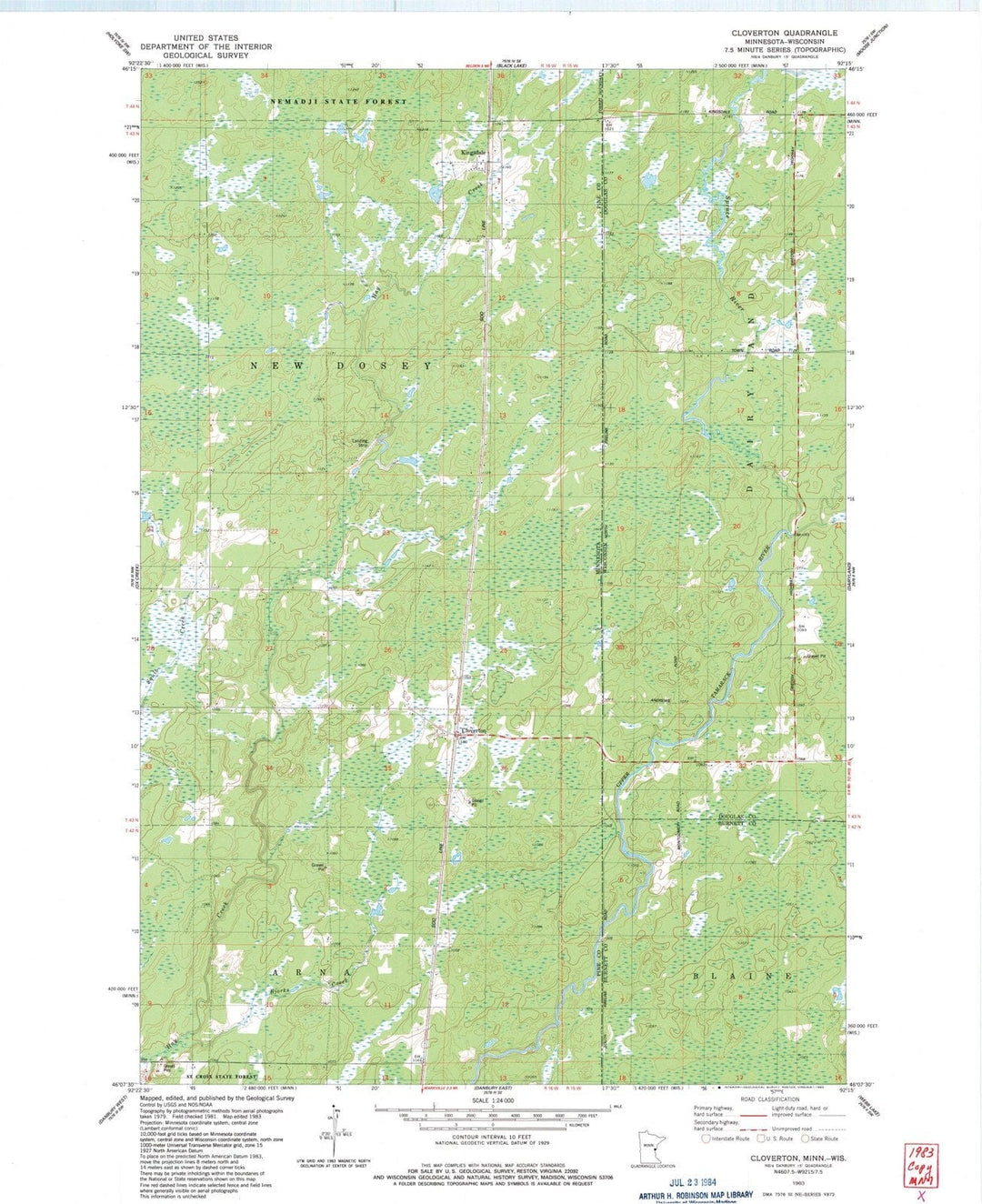 1983 Cloverton, MN - Minnesota - USGS Topographic Map