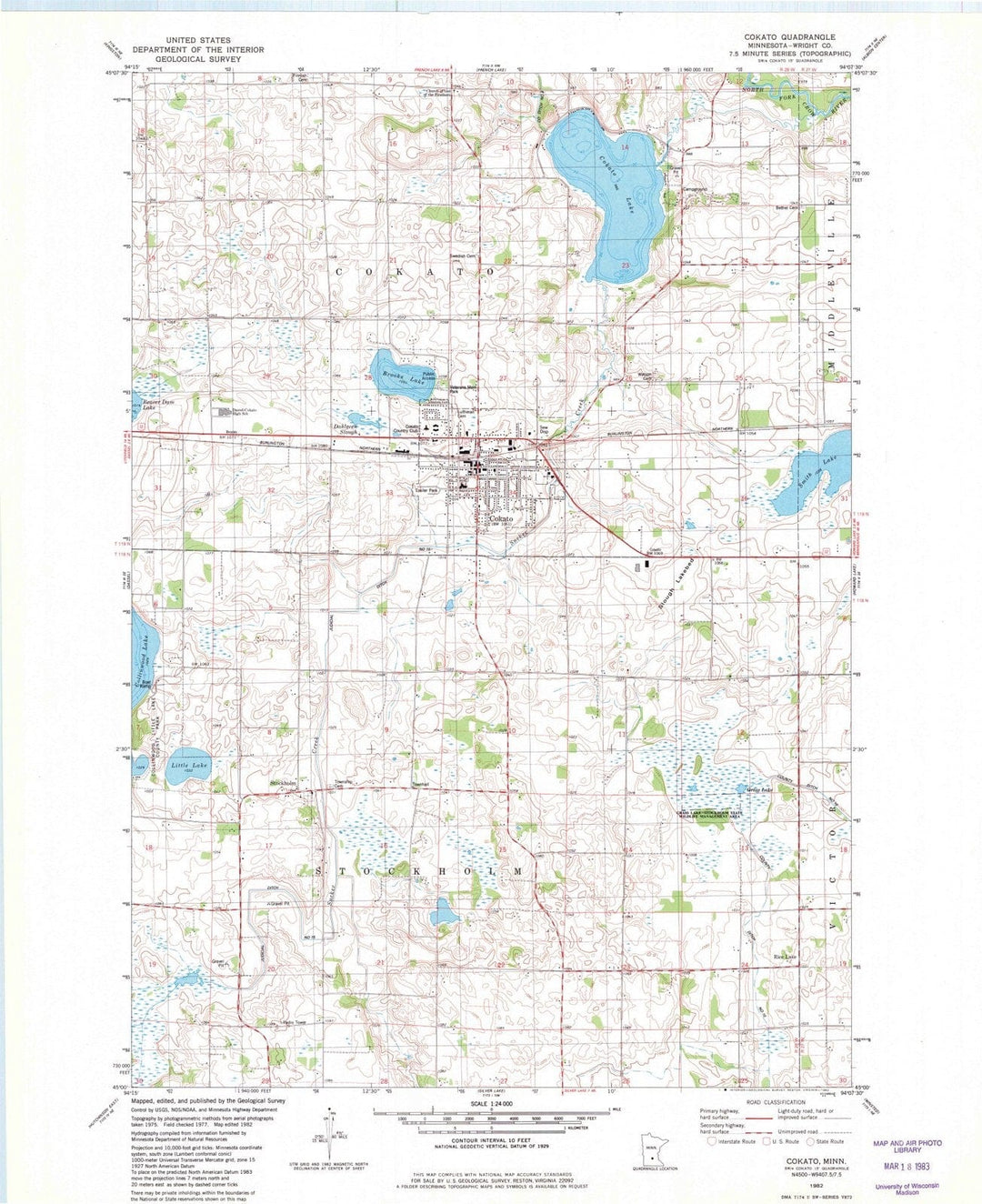 1982 Cokato, MN - Minnesota - USGS Topographic Map