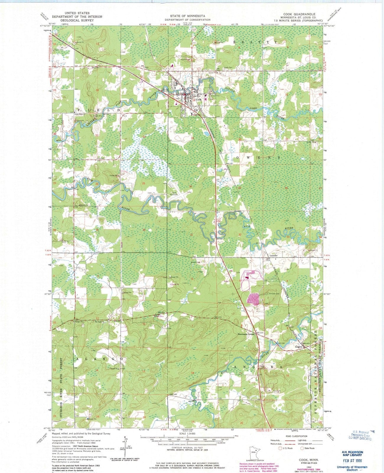 1964 Cook, MN - Minnesota - USGS Topographic Map