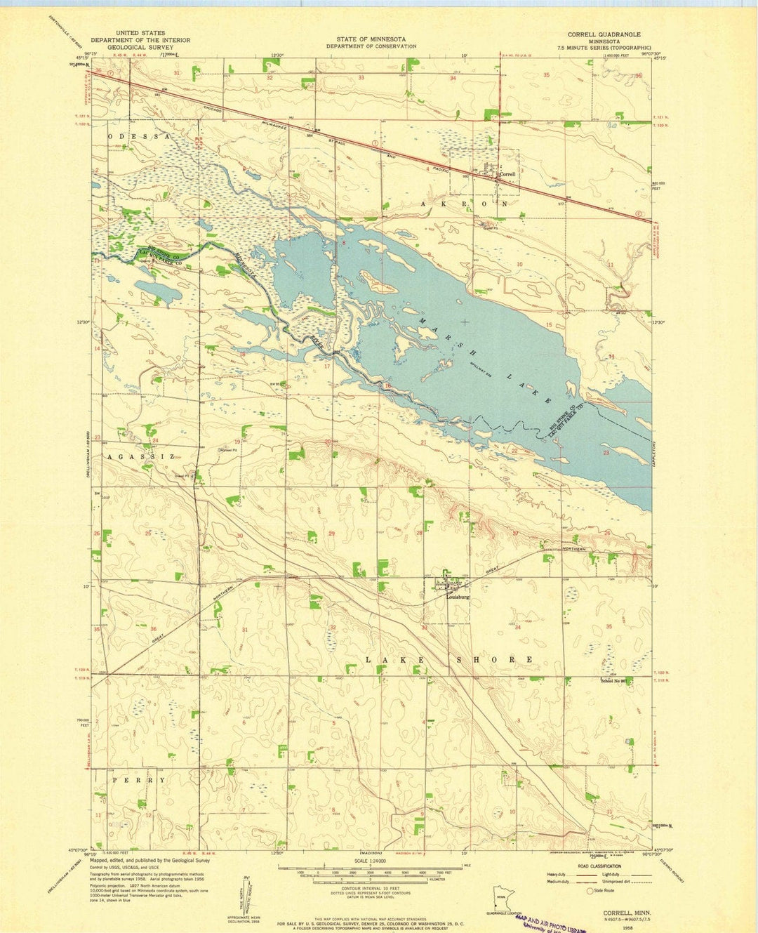 1958 Correll, MN - Minnesota - USGS Topographic Map