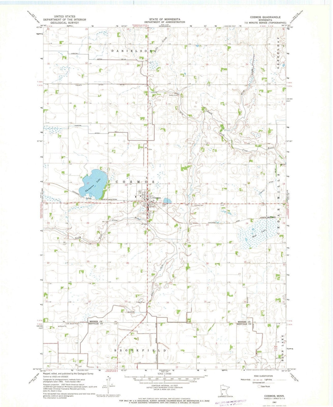 1967 Cosmos, MN - Minnesota - USGS Topographic Map