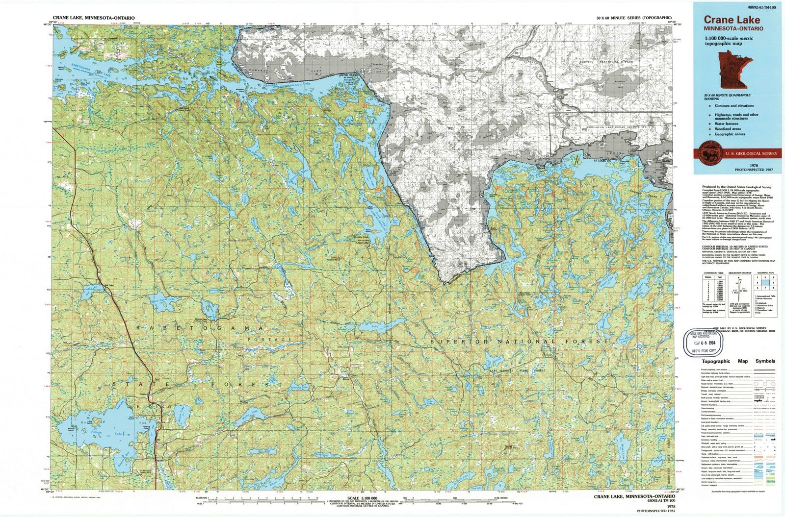 1978 Crane Lake, MN - Minnesota - USGS Topographic Map