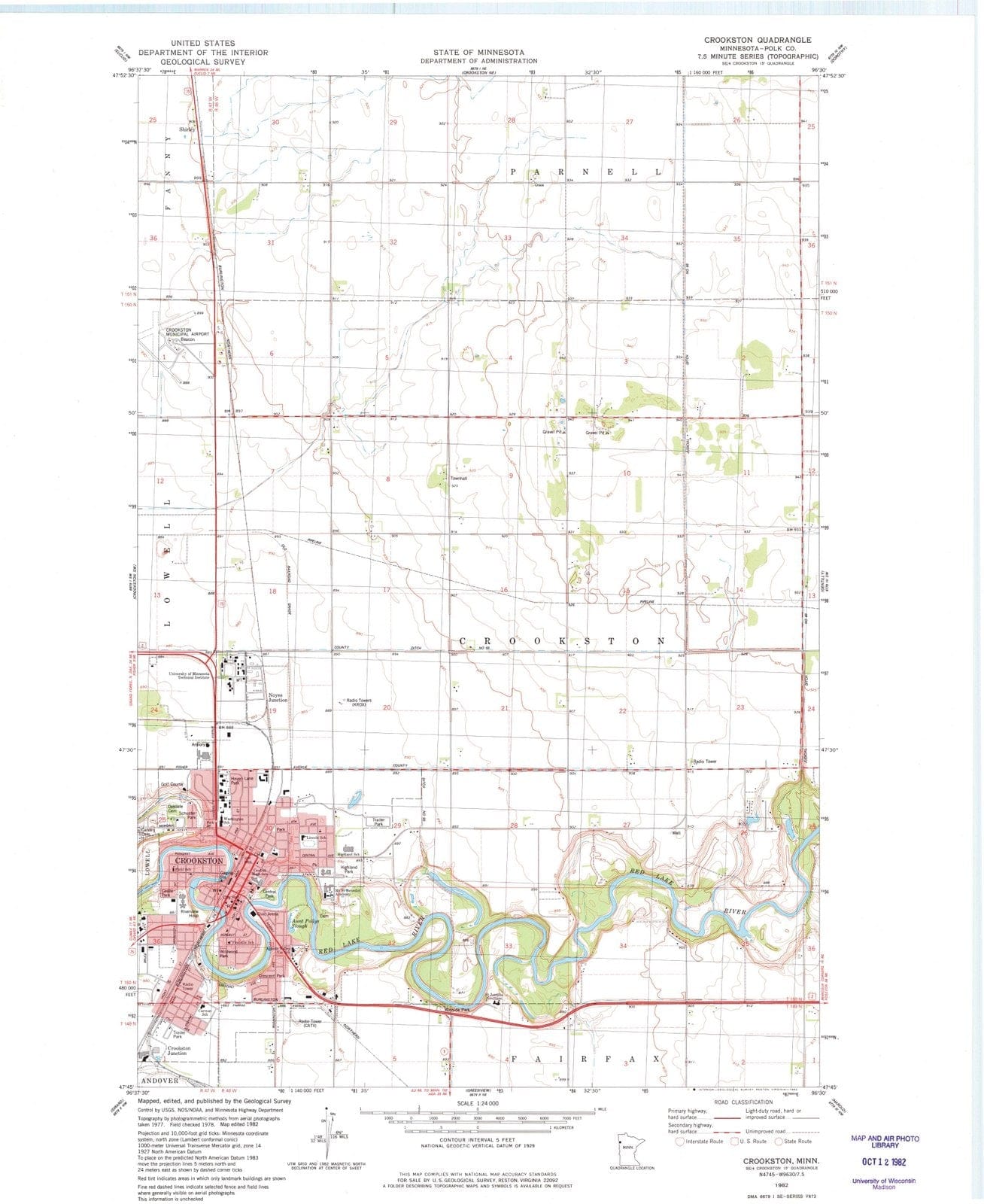 1982 Crookston, MN - Minnesota - USGS Topographic Map v3