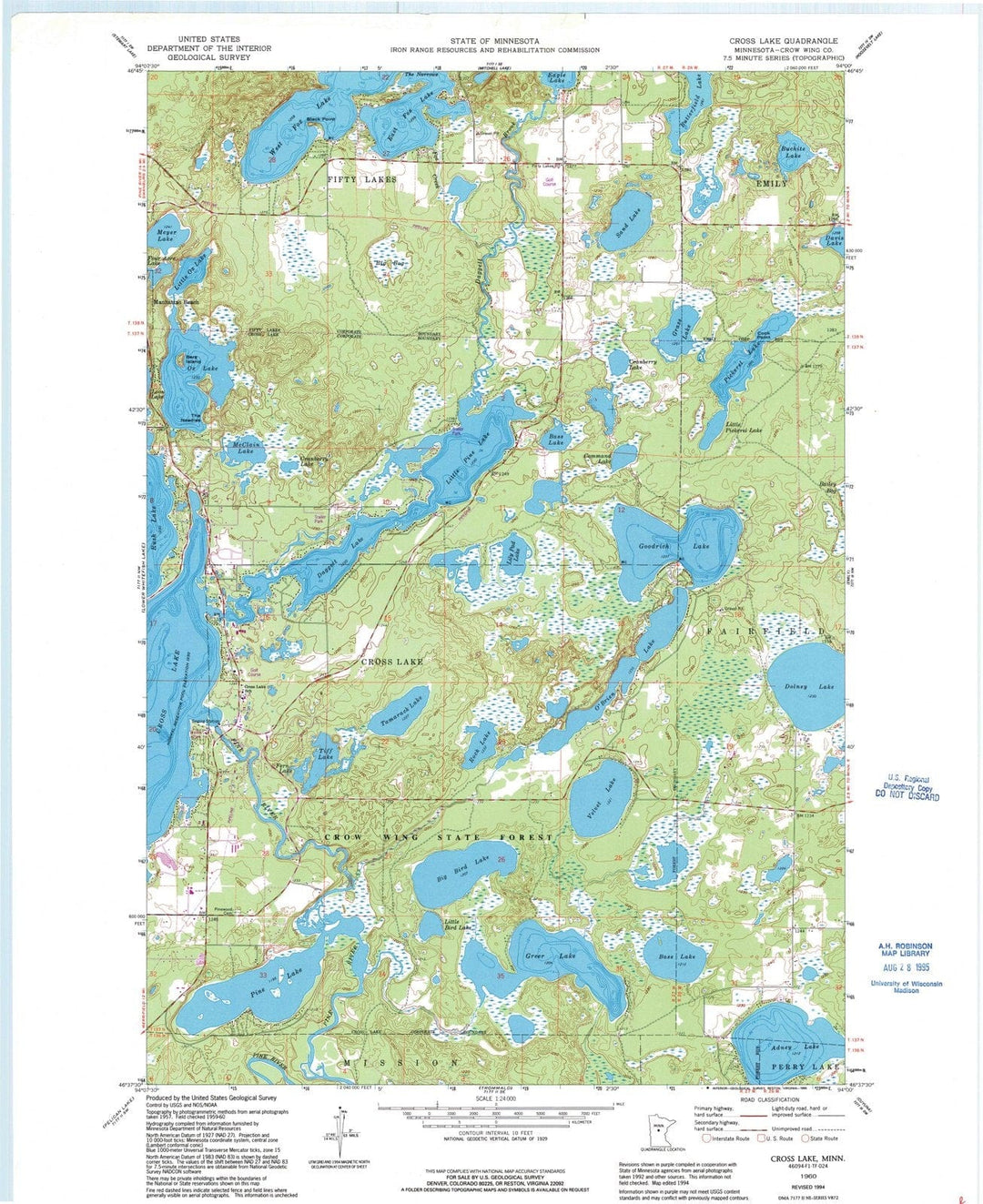 1960 Cross Lake, MN - Minnesota - USGS Topographic Map