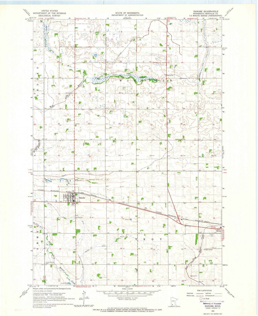 1965 Danube, MN - Minnesota - USGS Topographic Map