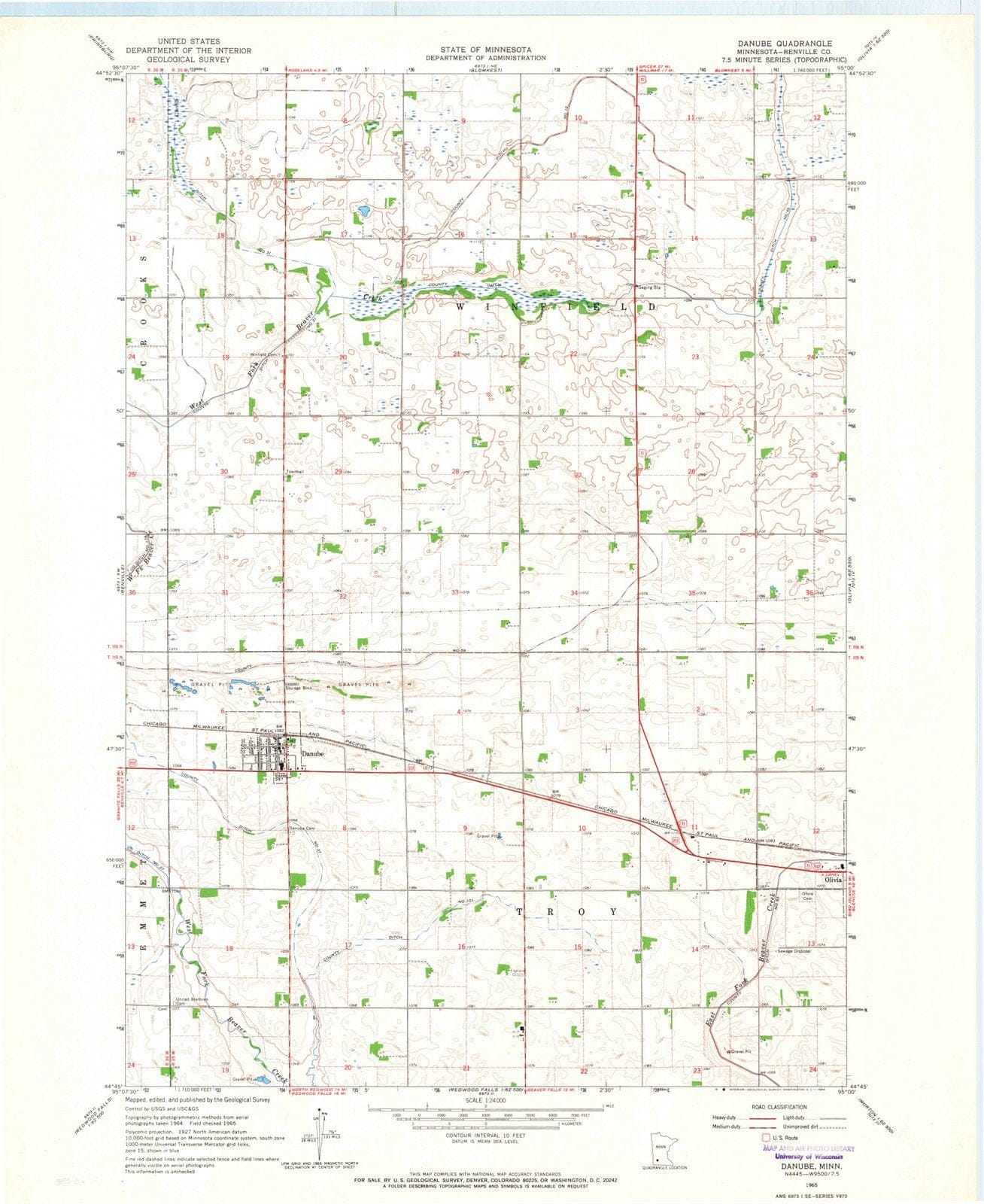 1965 Danube, MN - Minnesota - USGS Topographic Map