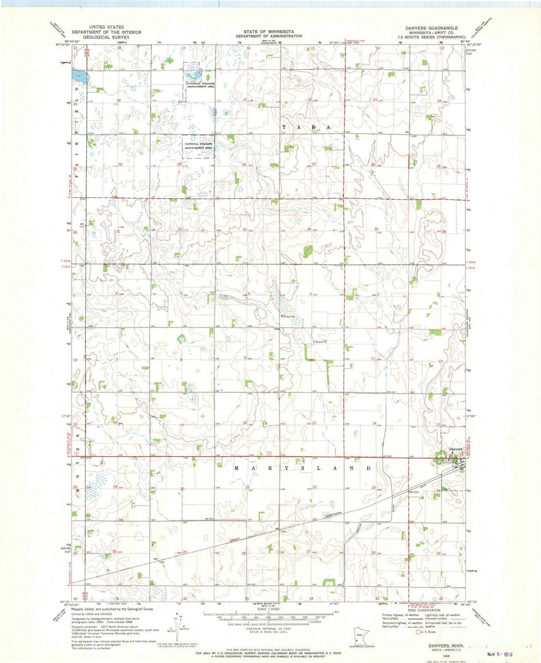 1968 Danvers, MN - Minnesota - USGS Topographic Map