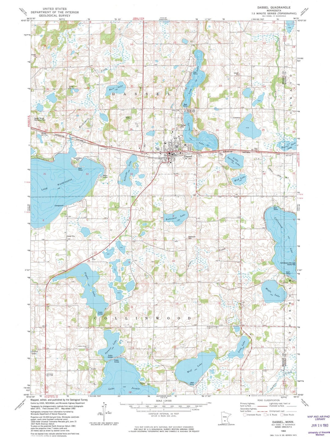 1982 Dassel, MN - Minnesota - USGS Topographic Map