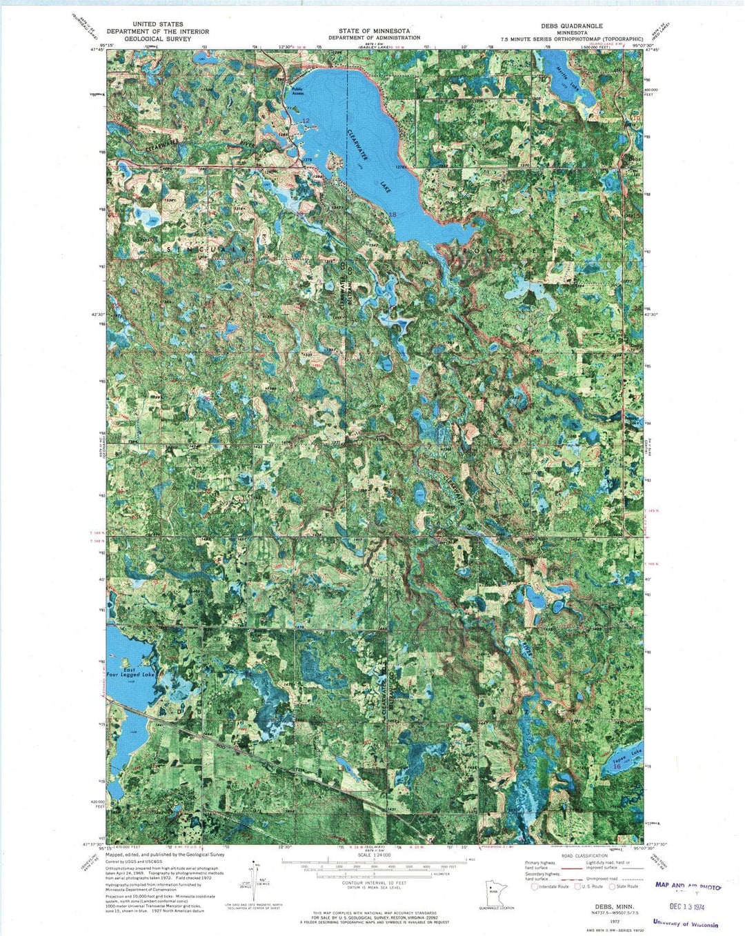 1972 Debs, MN - Minnesota - USGS Topographic Map