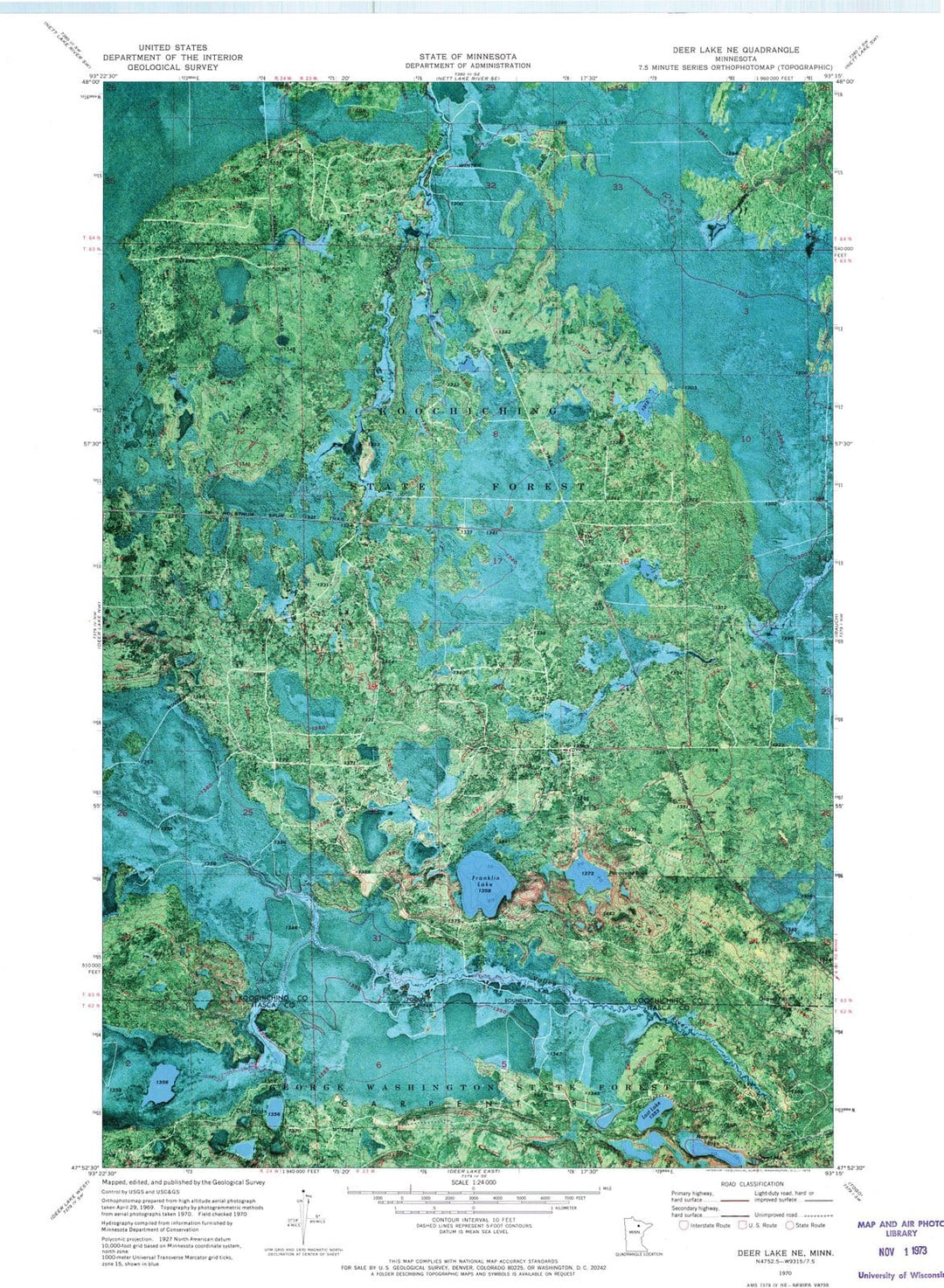 1970 Deer Lake, MN - Minnesota - USGS Topographic Map v2