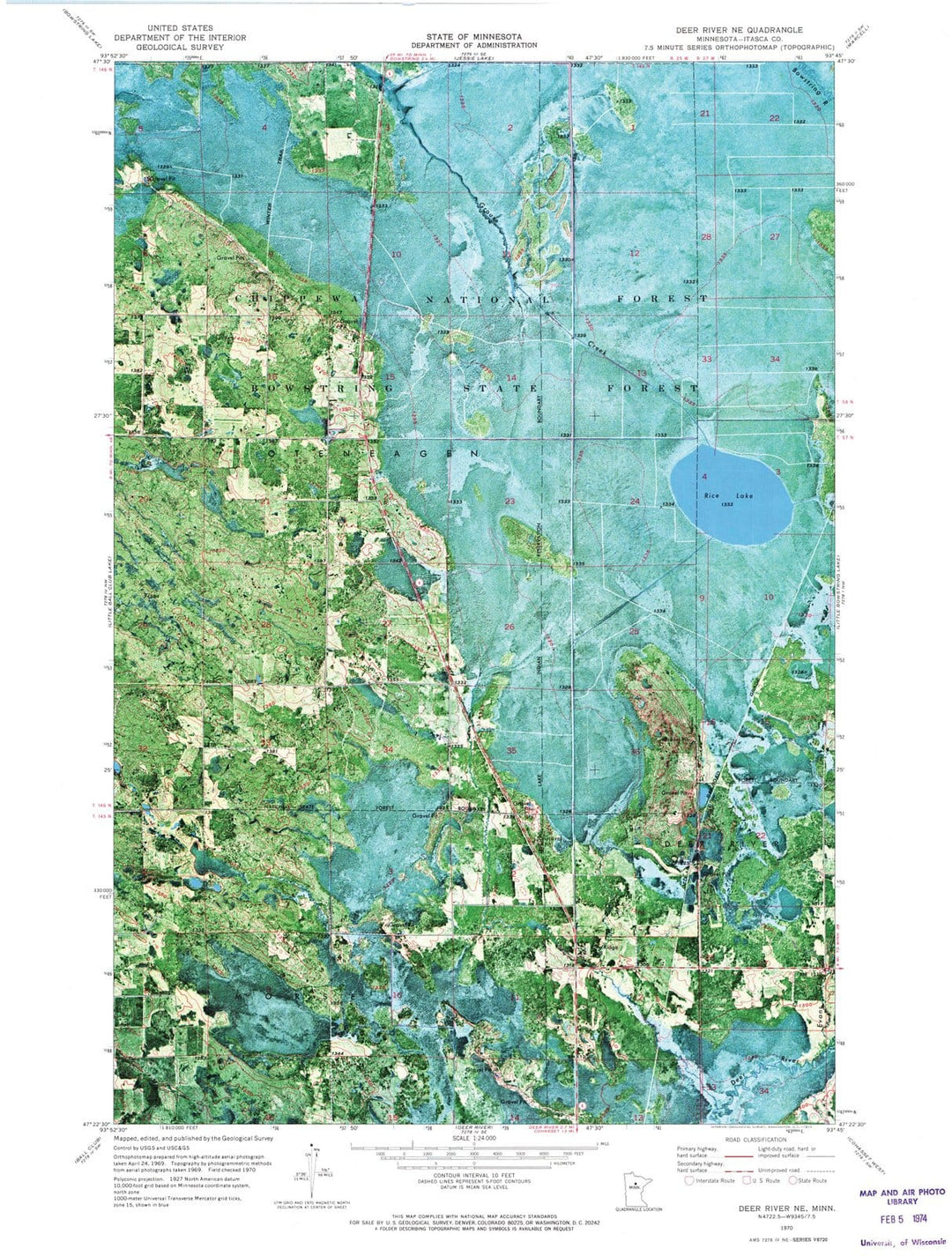 1970 Deer River, MN - Minnesota - USGS Topographic Map