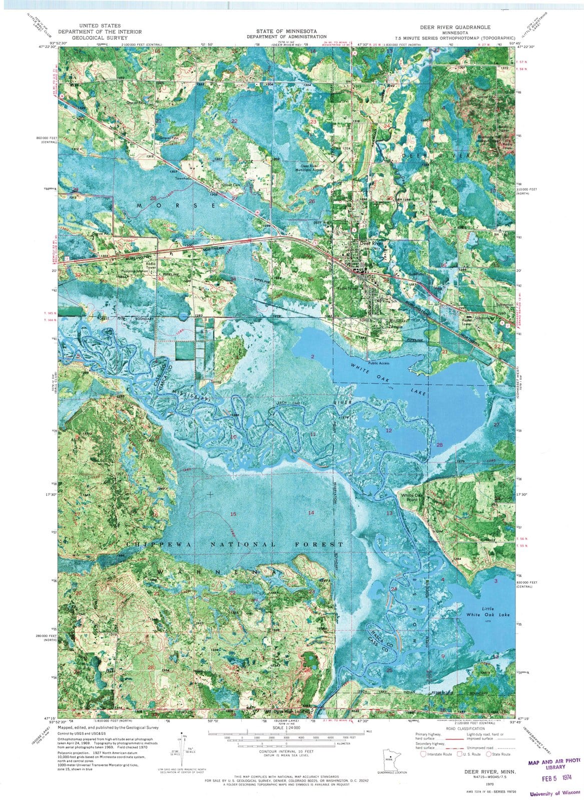 1970 Deer River, MN - Minnesota - USGS Topographic Map v2