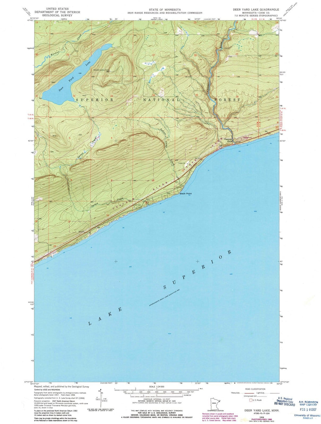 1958 Deer Yard Lake, MN - Minnesota - USGS Topographic Map