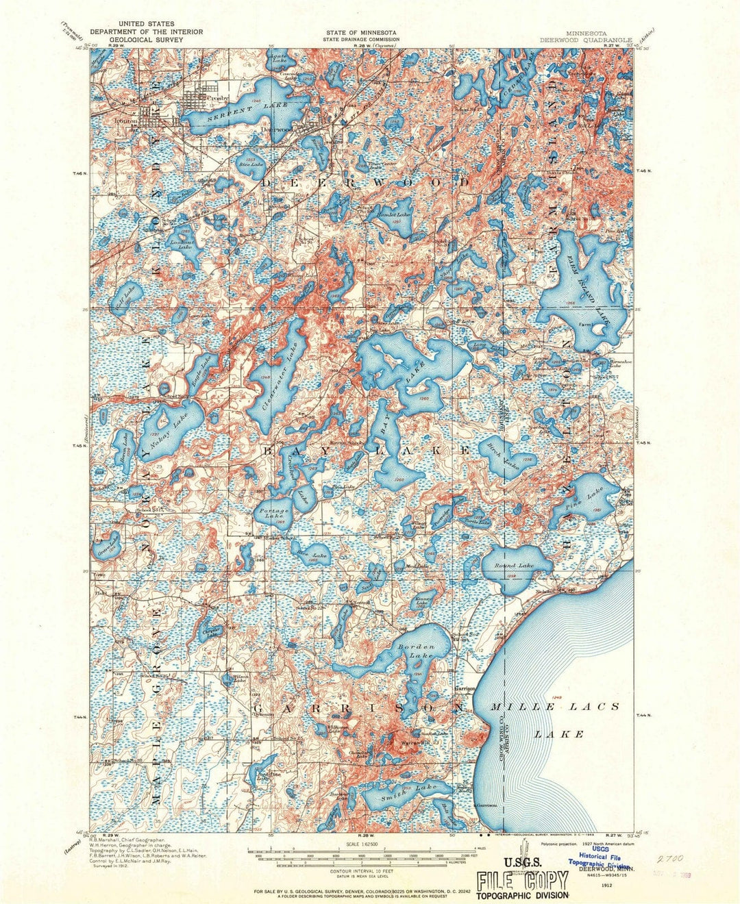 1912 Deerwood, MN - Minnesota - USGS Topographic Map