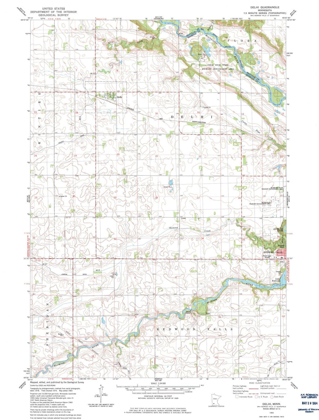 1983 Delhi, MN - Minnesota - USGS Topographic Map