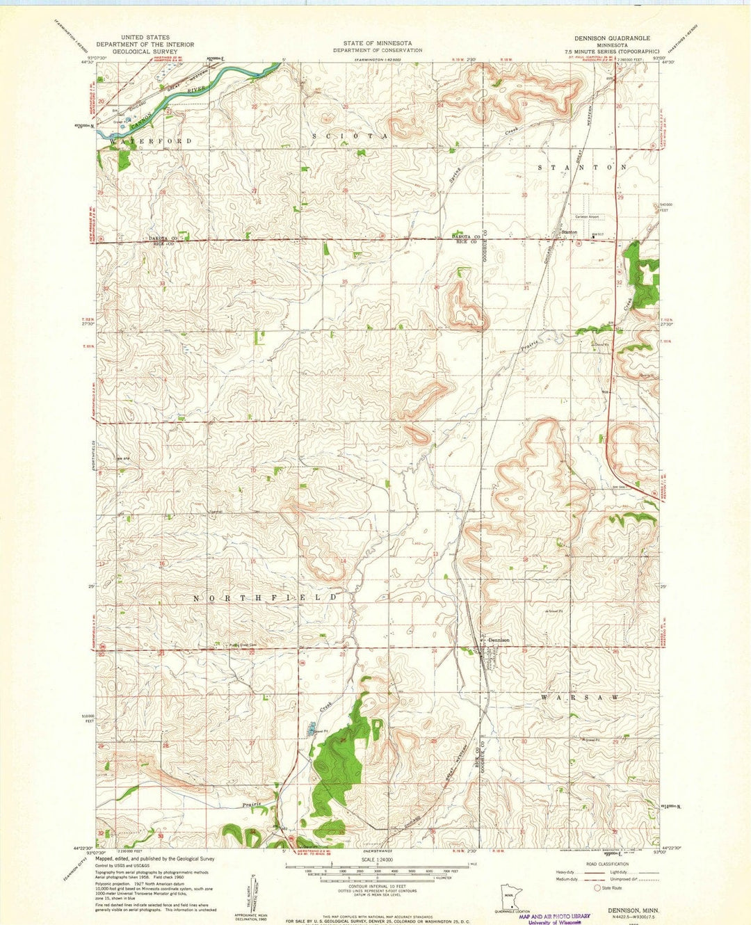 1960 Dennison, MN - Minnesota - USGS Topographic Map