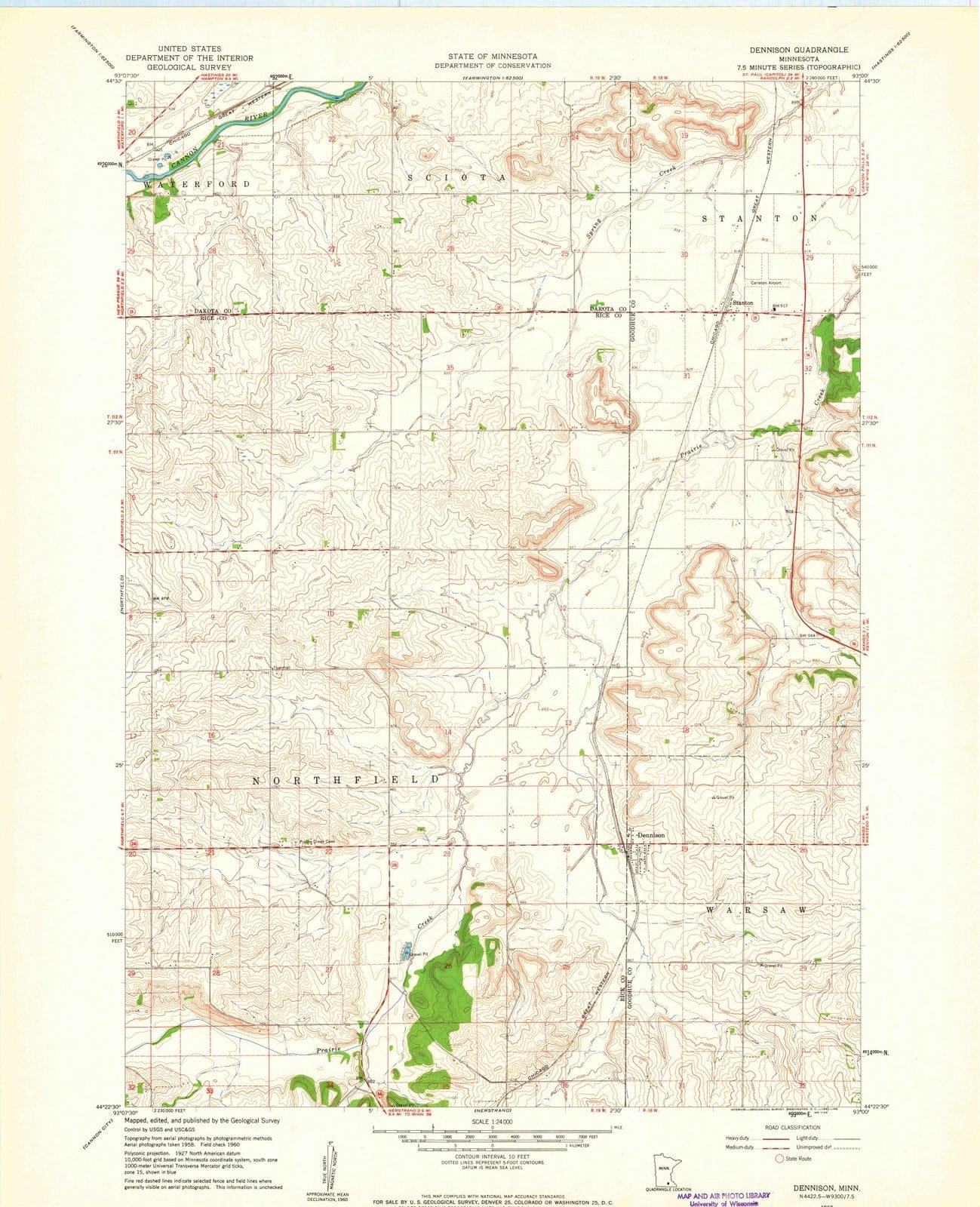 1960 Dennison, MN - Minnesota - USGS Topographic Map