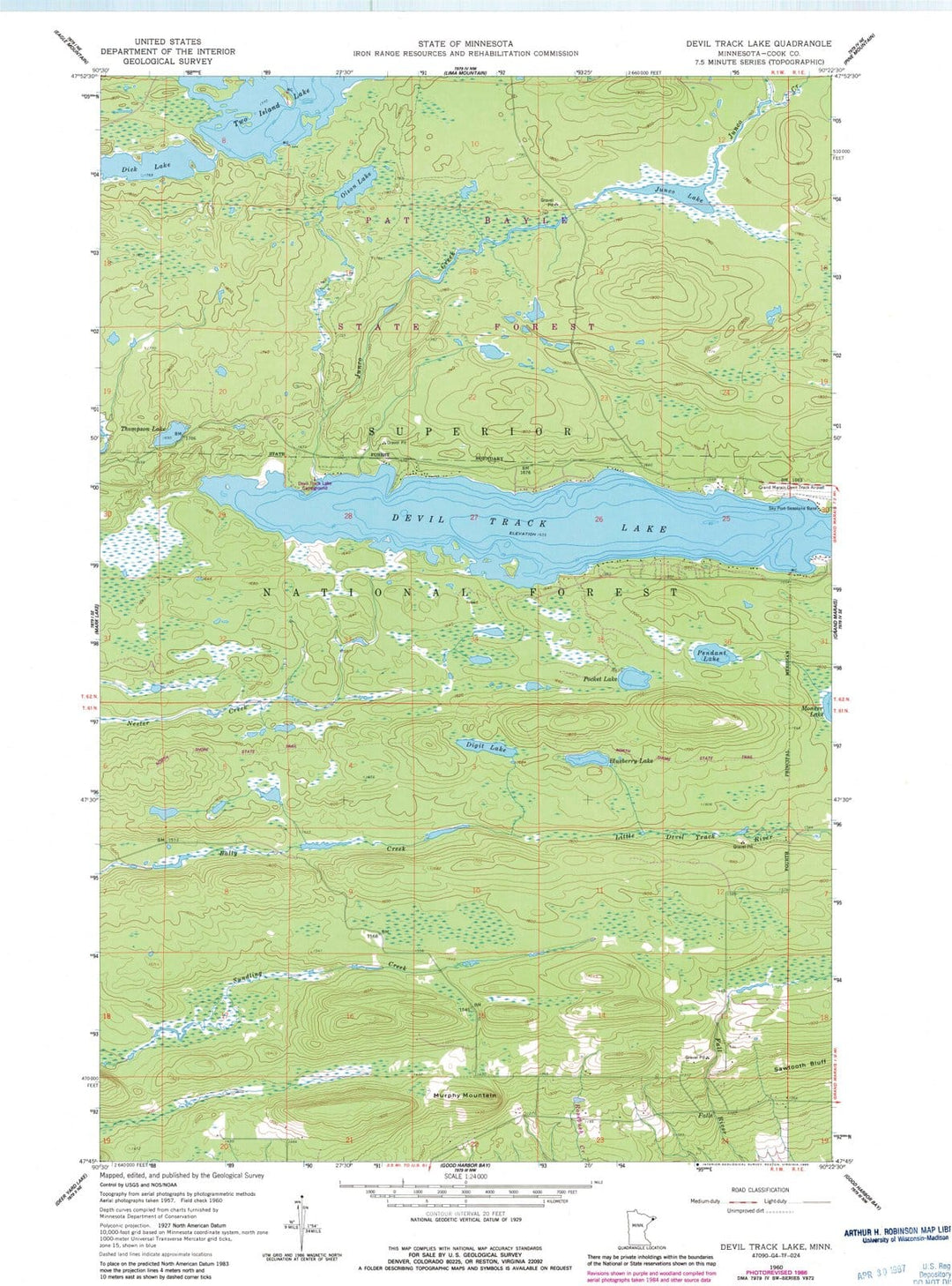 1960 Devil Track Lake, MN - Minnesota - USGS Topographic Map