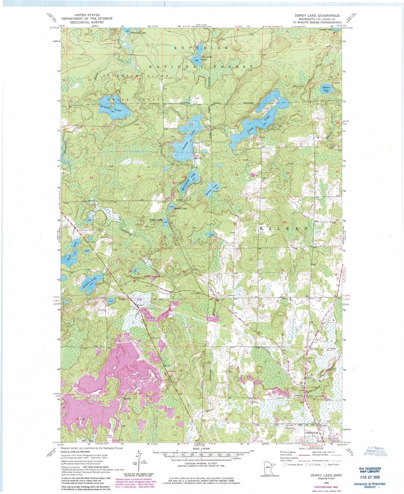 1955 Dewey Lake, MN - Minnesota - USGS Topographic Map v3