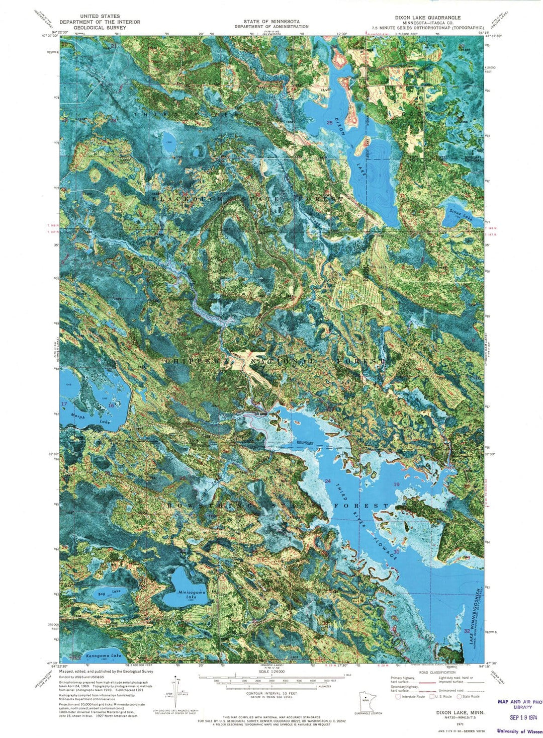 1971 Dixon Lake, MN - Minnesota - USGS Topographic Map