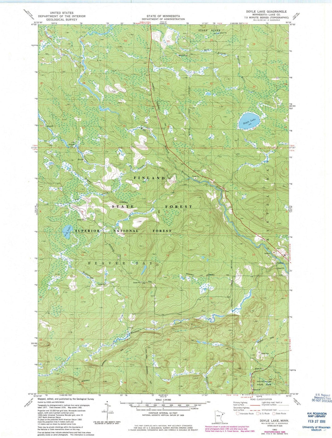 1982 Doyle Lake, MN - Minnesota - USGS Topographic Map