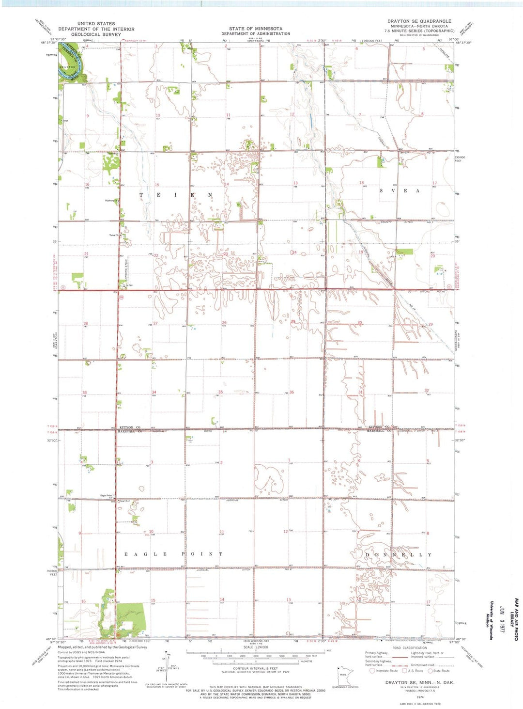 1974 Drayton, MN - Minnesota - USGS Topographic Map