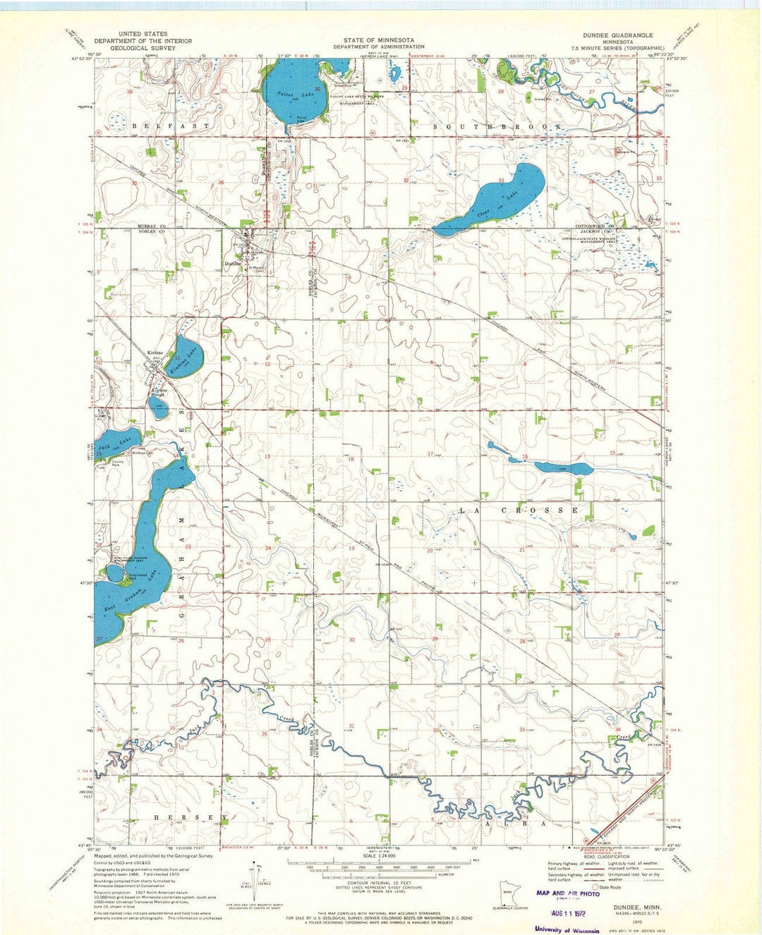 1970 Dundee, MN - Minnesota - USGS Topographic Map