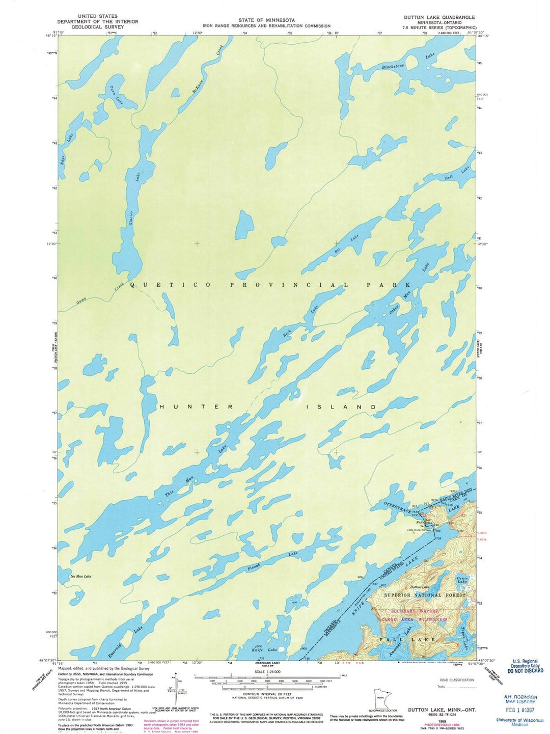 1959 Dutton Lake, MN - Minnesota - USGS Topographic Map