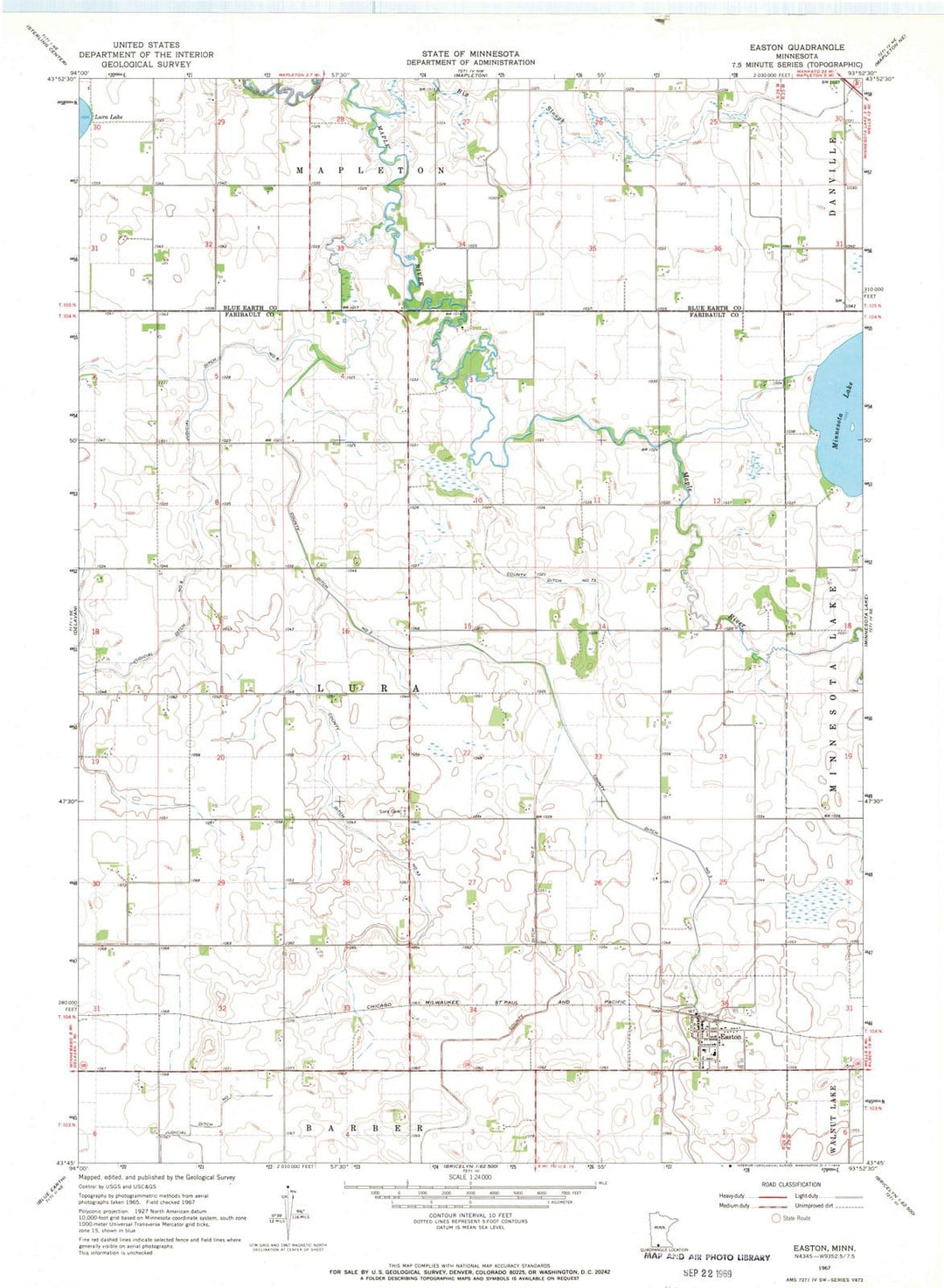 1967 Easton, MN - Minnesota - USGS Topographic Map