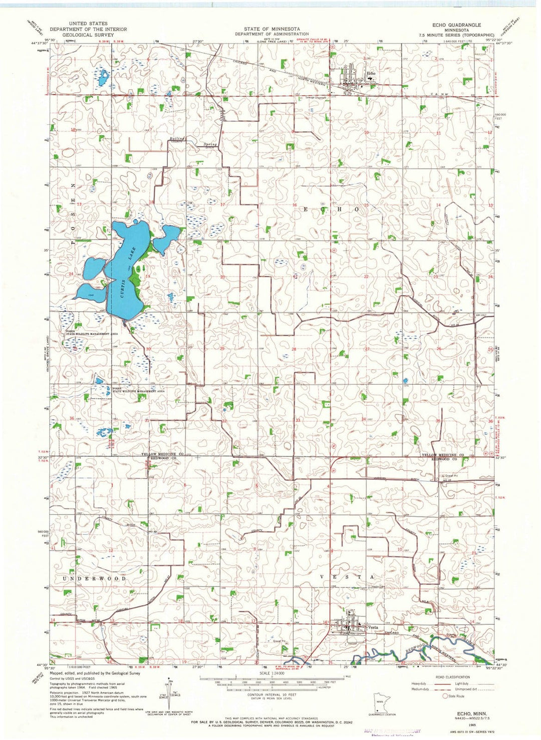 1965 Echo, MN - Minnesota - USGS Topographic Map