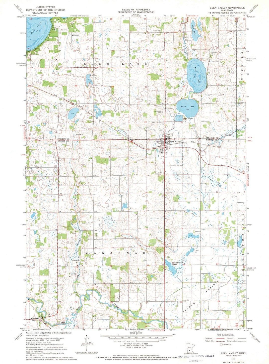 1967 Eden Valley, MN - Minnesota - USGS Topographic Map