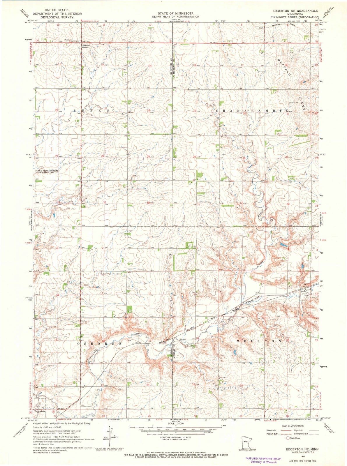 1967 Edgerton, MN - Minnesota - USGS Topographic Map