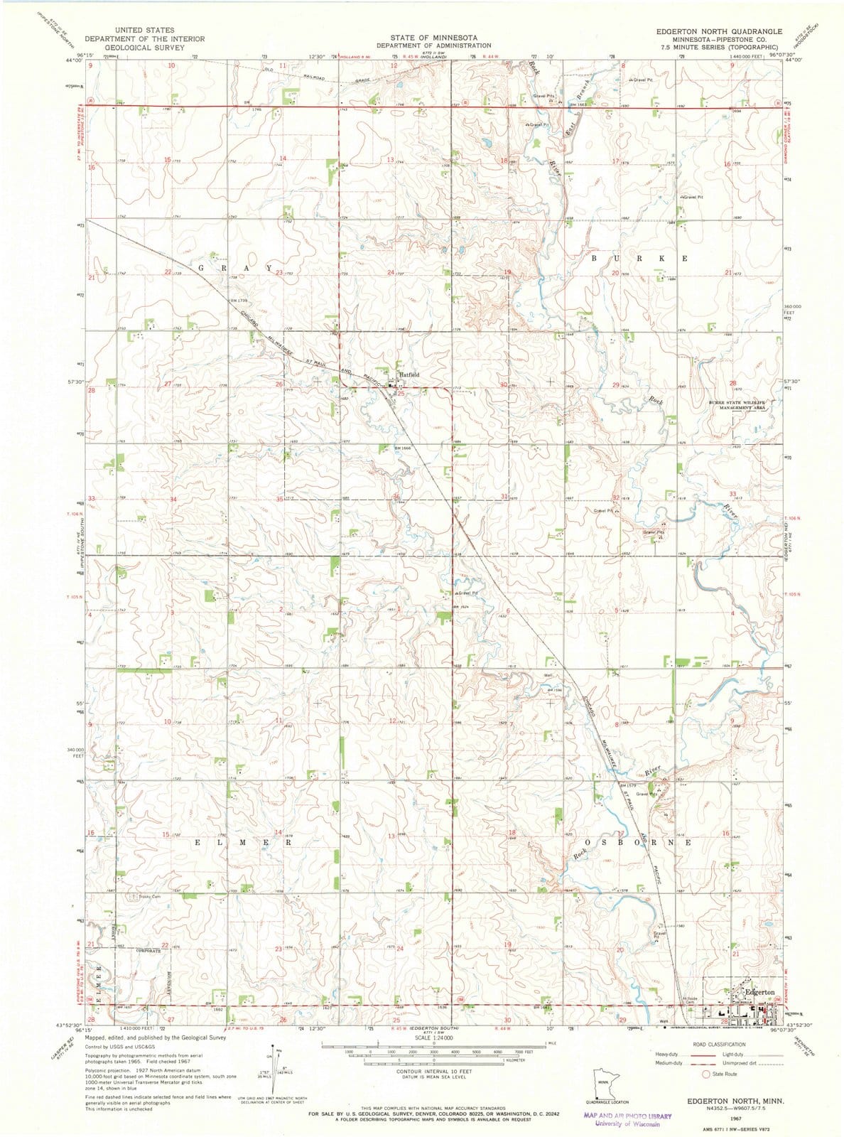 1967 Edgerton North, MN - Minnesota - USGS Topographic Map