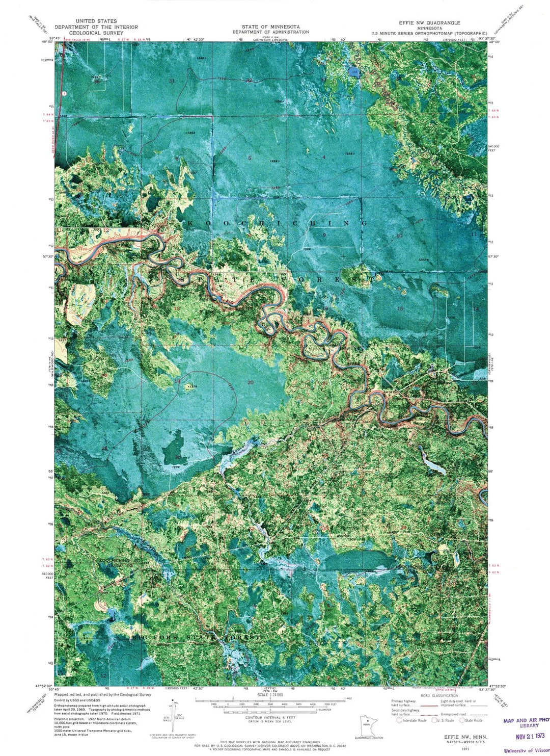 1971 Effie, MN - Minnesota - USGS Topographic Map