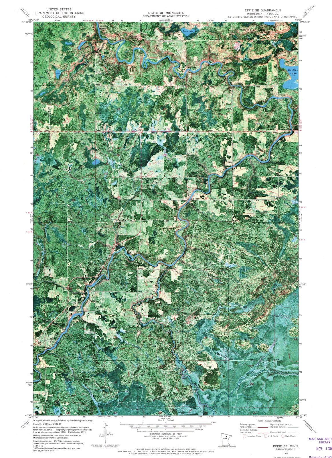 1971 Effie, MN - Minnesota - USGS Topographic Map v2