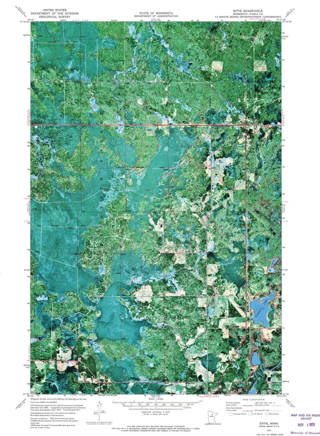 1971 Effie, MN - Minnesota - USGS Topographic Map v3