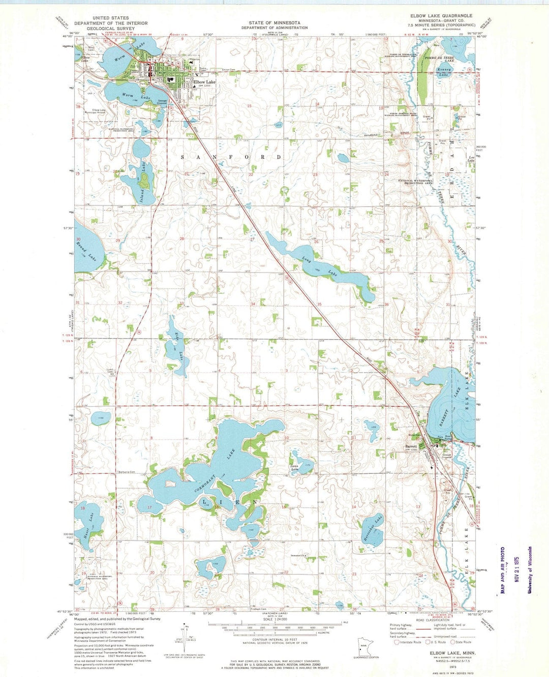 1973 Elbow Lake, MN - Minnesota - USGS Topographic Map