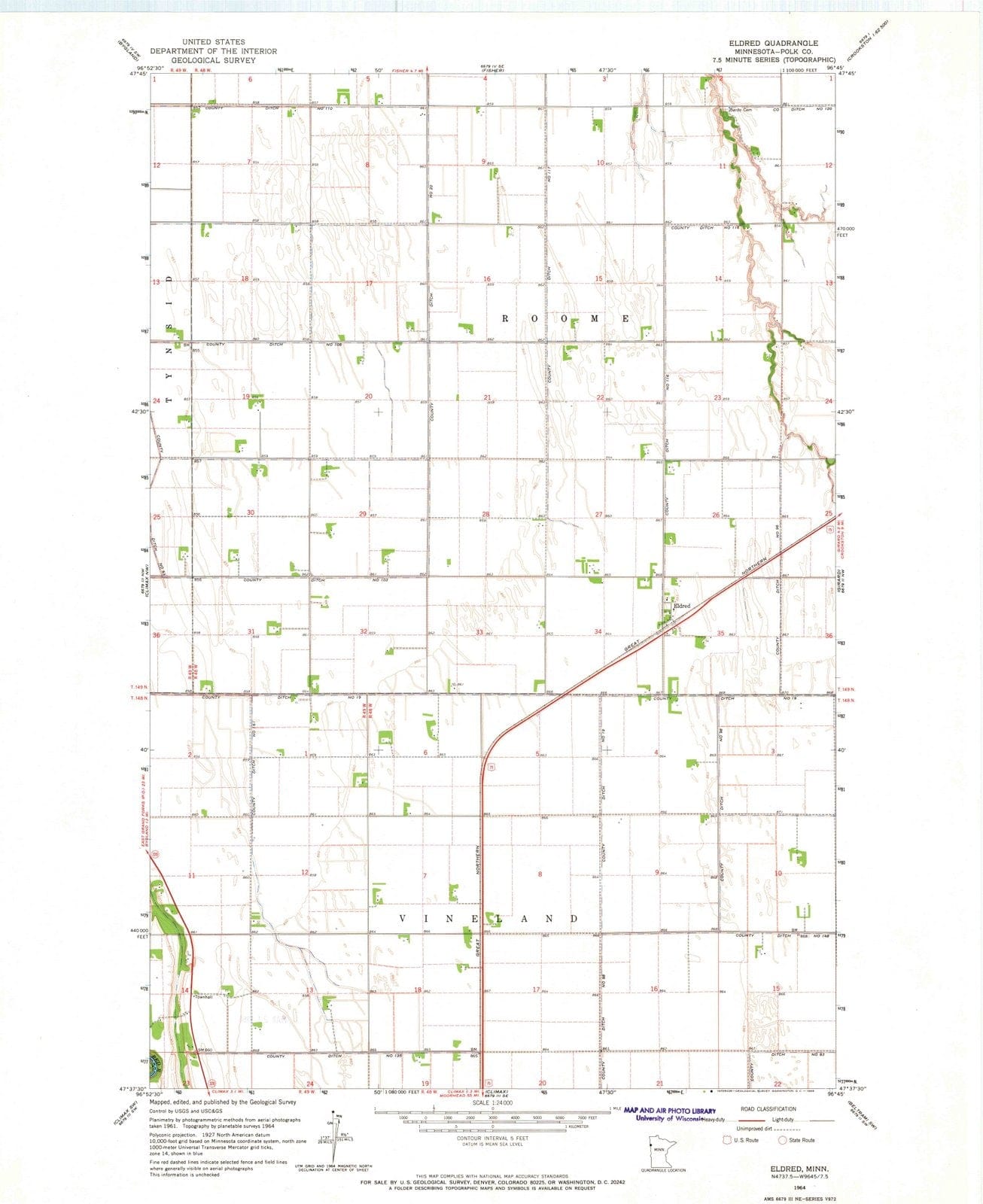 1964 Eldred, MN - Minnesota - USGS Topographic Map