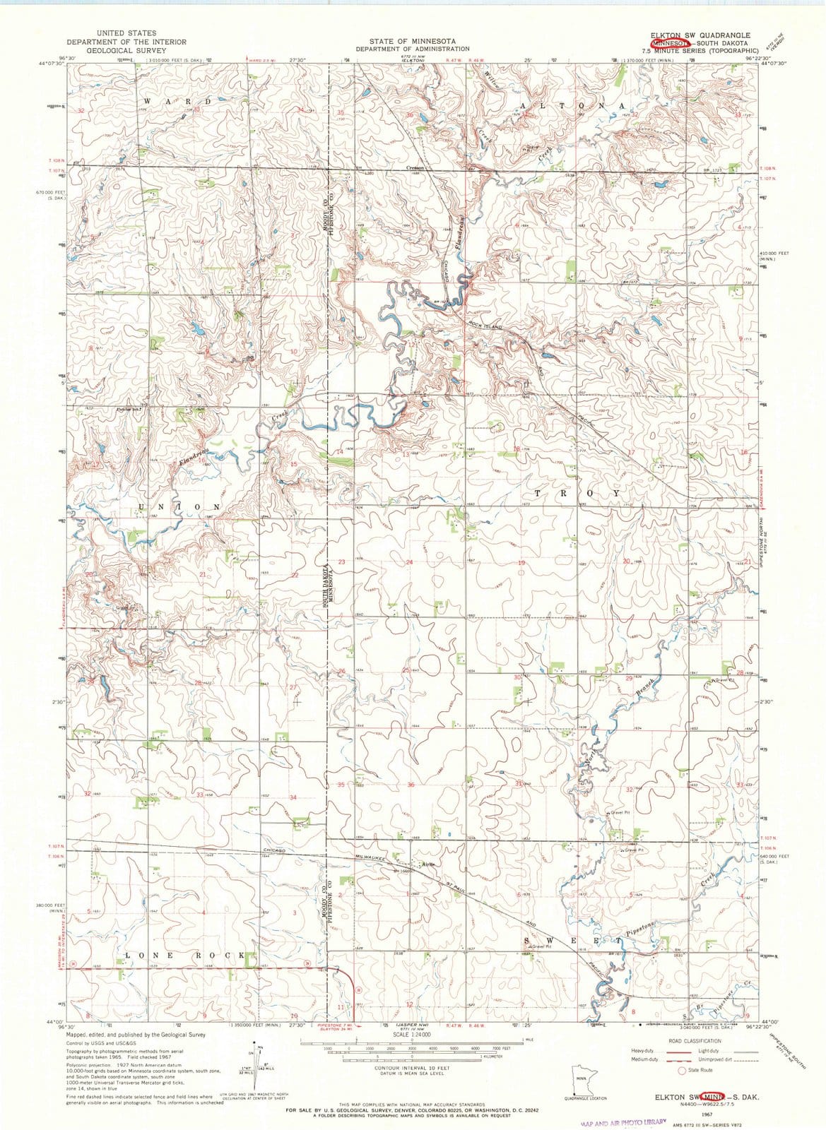 1967 Elkton, MN - Minnesota - USGS Topographic Map