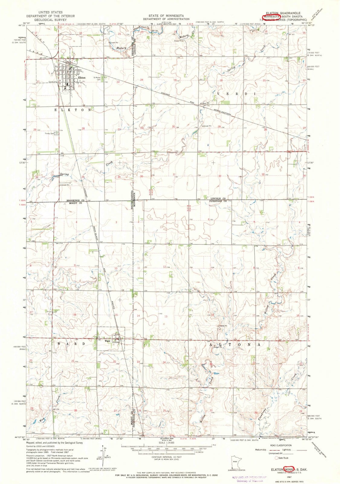 1967 Elkton, MN - Minnesota - USGS Topographic Map v2