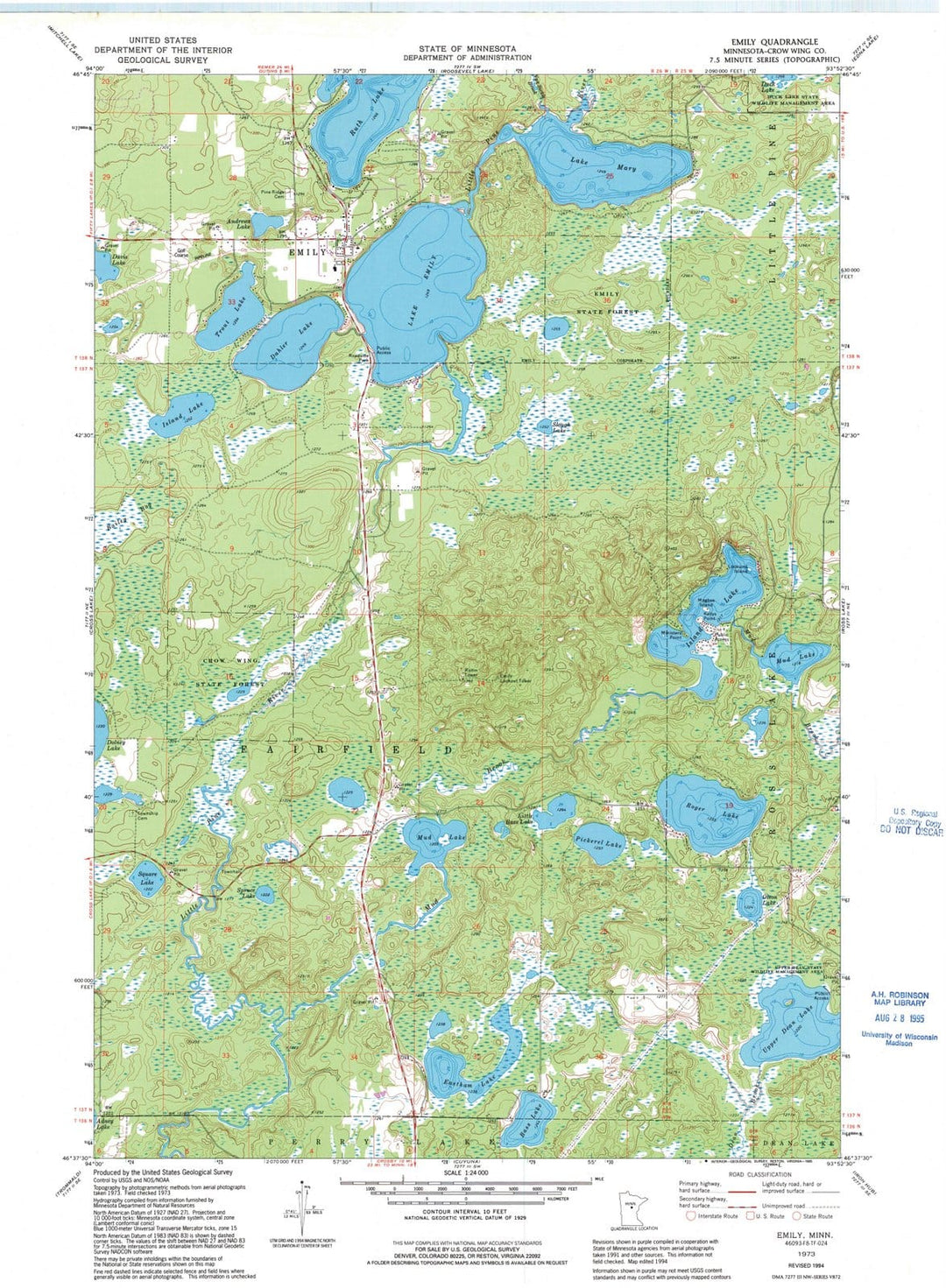 1973 Emily, MN - Minnesota - USGS Topographic Map