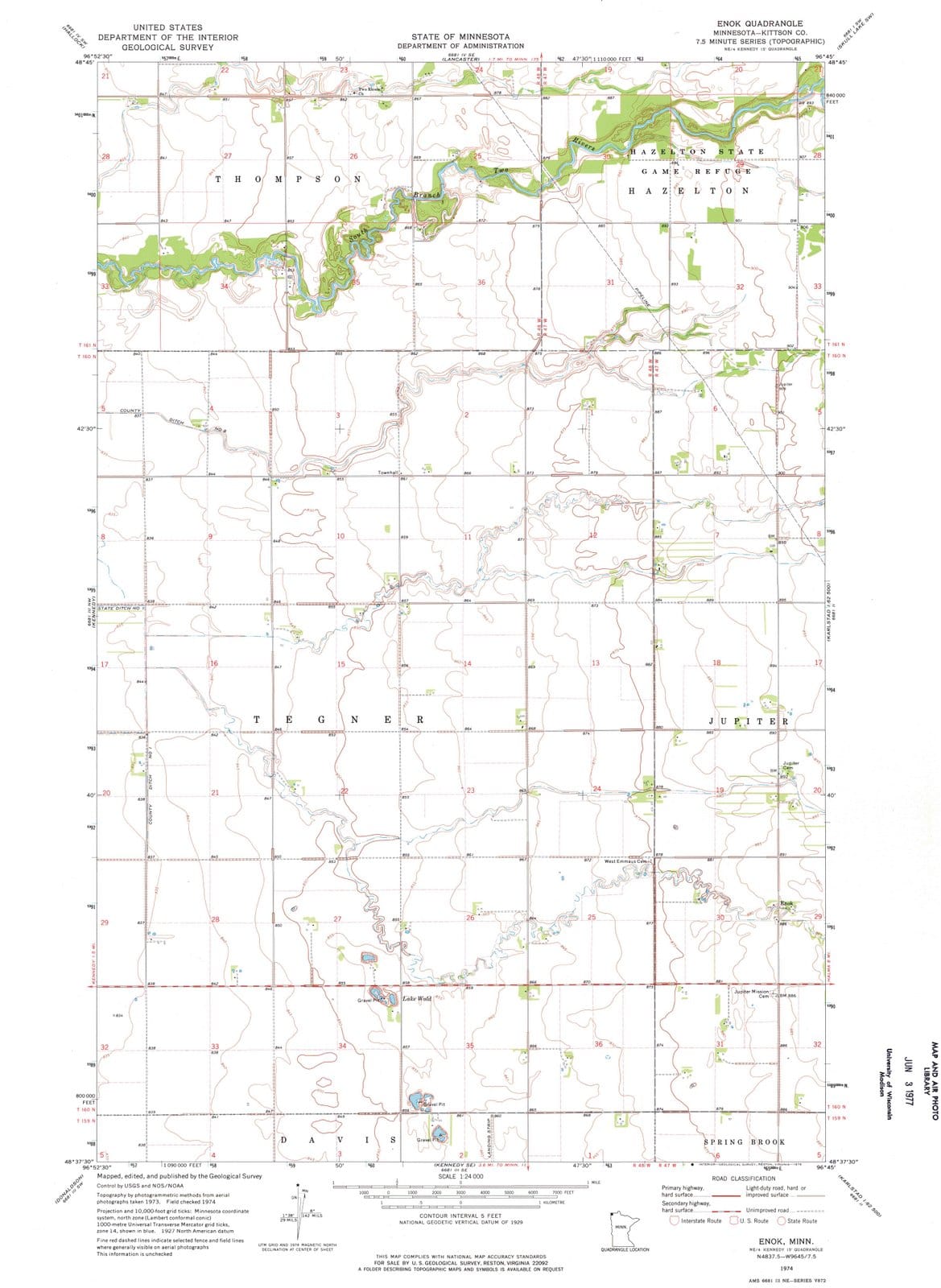 1974 Enok, MN - Minnesota - USGS Topographic Map