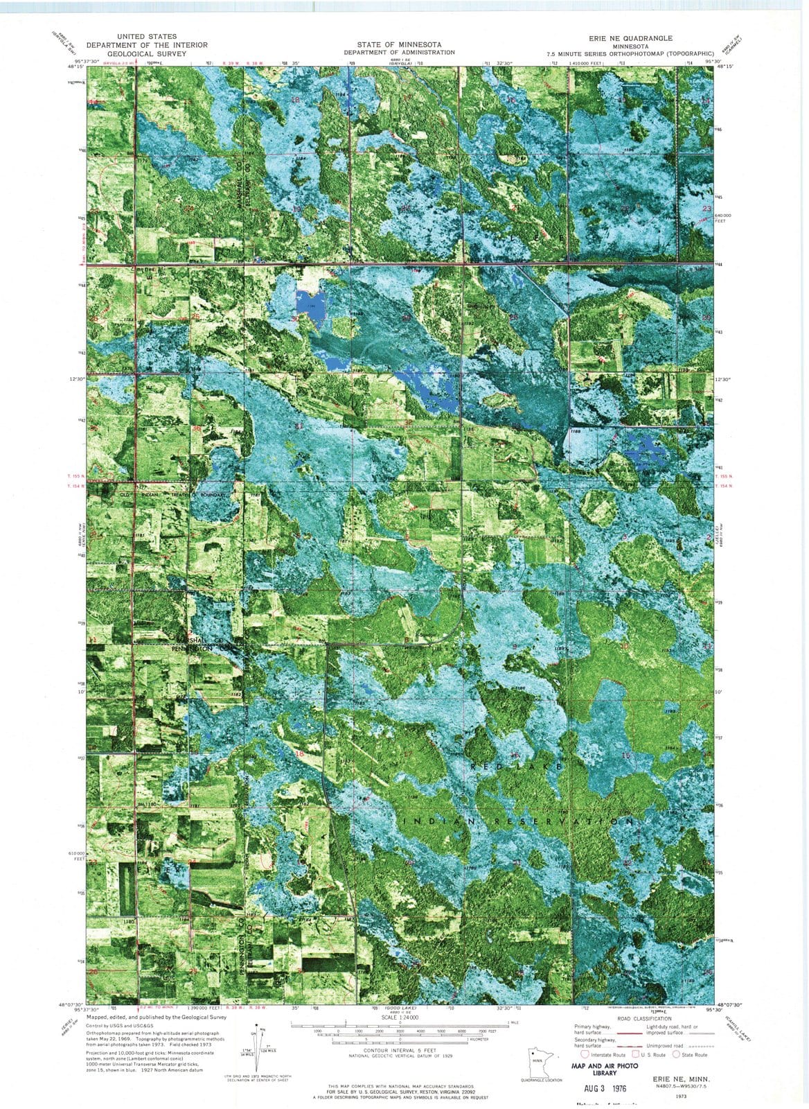 1973 Erie, MN - Minnesota - USGS Topographic Map